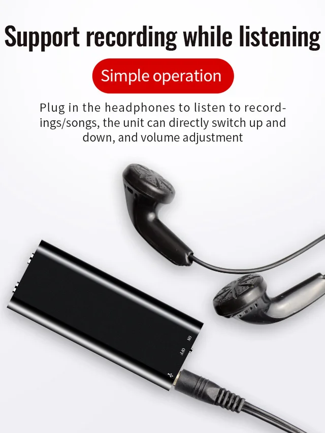 【300 hours of battery life】 One-button hidden voice recorder