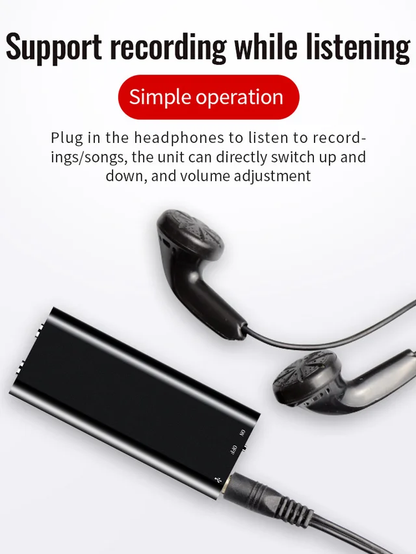 【300 hours of battery life】 One-button hidden voice recorder