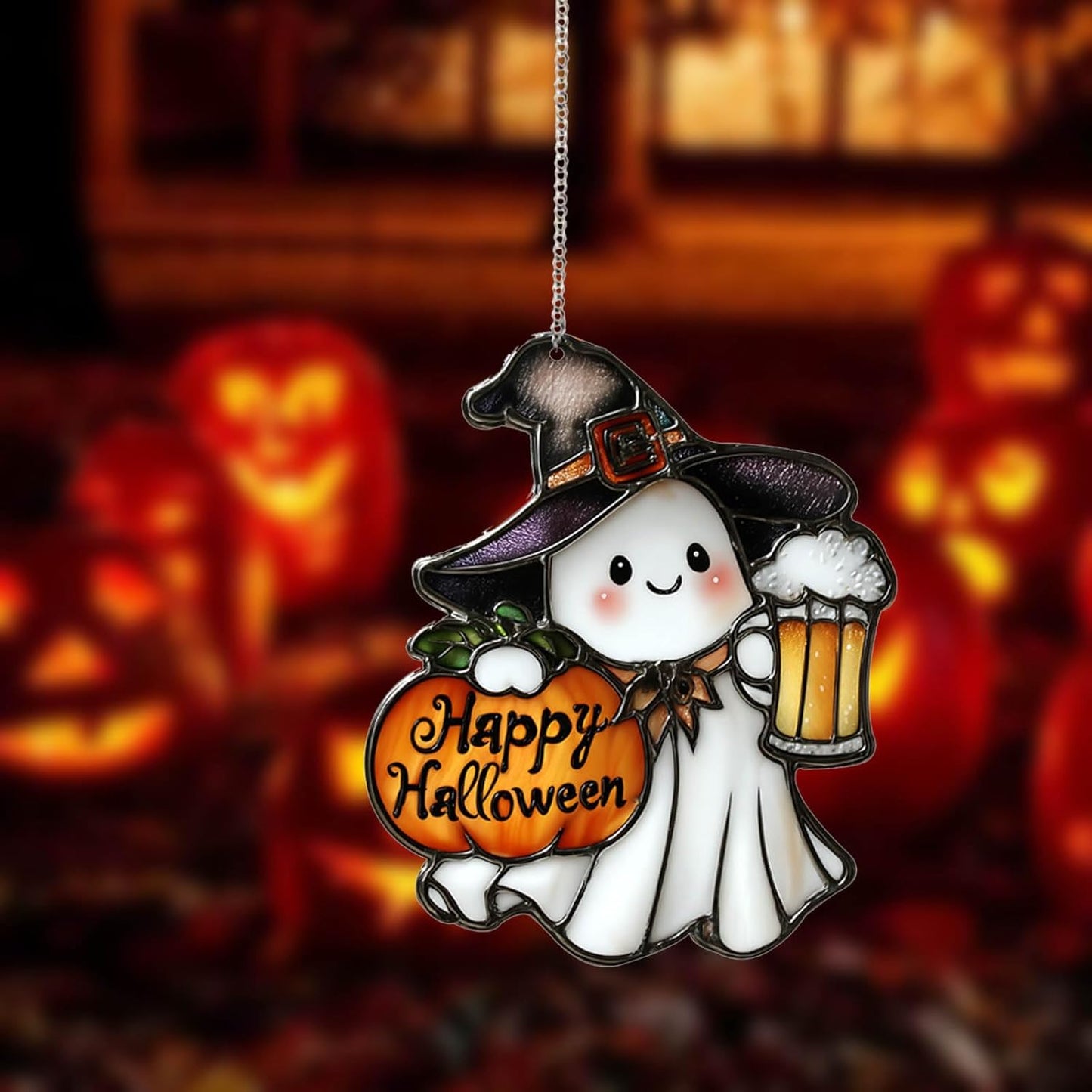 Glowy Ghost – Cute Halloween Suncatcher