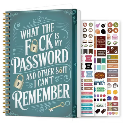 🔥Last Day 49% OFF - 📅Funny Password Notebook - Spiral Bound with Lock Icons & Funny Security Phrases✍️