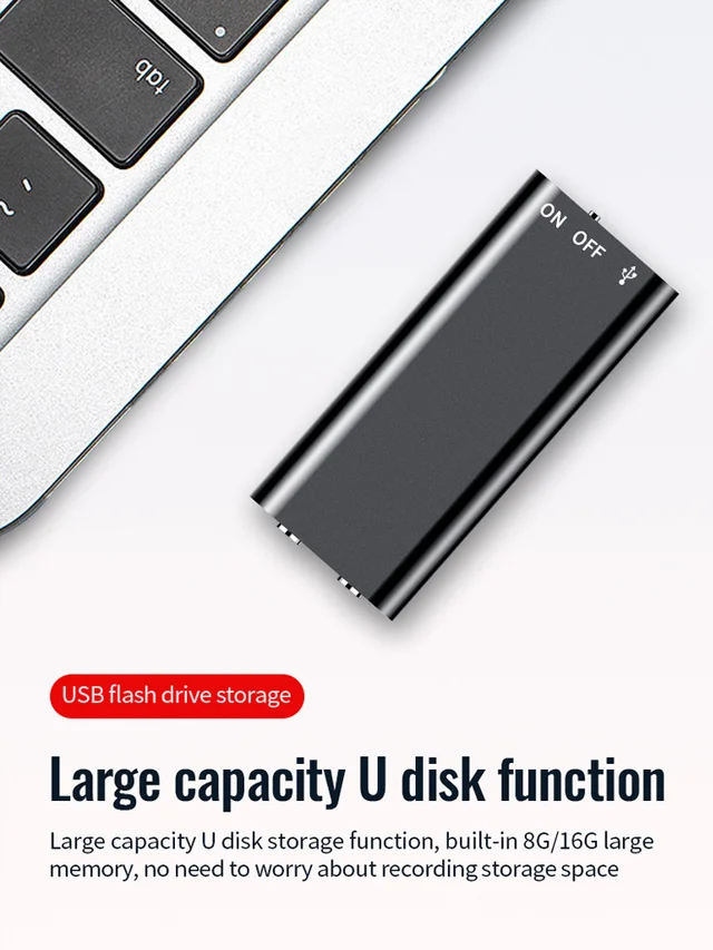 【300 hours of battery life】 One-button hidden voice recorder
