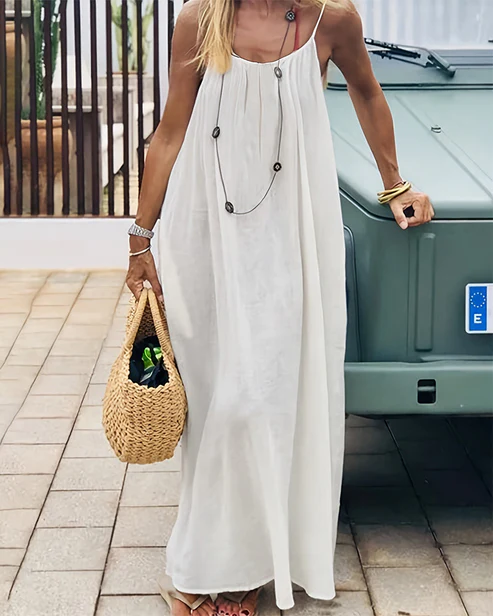 💃LAST DAY SAEL 49% OFF!!✨Women's Solid Color Backless Cami Dress💕